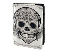 Mexican Skull print Travel Wallet Passport Holder Case for Family Leather Passport Cover for Men Women, Black, One Size