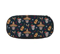 Mexican Skull Print Unisex Pencil Case Pouch - Compact Design for Pencils, Small Items - Double-Headed Zipper