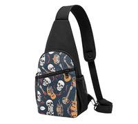 Mexican Skull -Print Waterproof Chest Pack for Hiking & Travel-Adjustable Strap,Lightweight Design with Multiple Pockets.