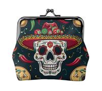 Mexican Skull Printed Coin Purse for Women Cute PU Leather Coin Wallet Mini Coin Purse Pouch with Kiss-Lock