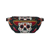 Mexican Skull Printed Fanny Pack Waist Bag for Men Women, Adjustable Bumbags Hip Bum Bag Travel Crossbody Bags Sports Running Hiking Belt Bag