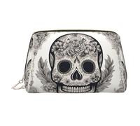 Mexican Skull Printed Handheld Makeup Case, Spacious Toiletry Organizer Designed for Brushes and Toiletries