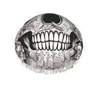 Mexican Skull Printed Large Shower Cap, Double Layer Hair Protector For Facial Care, Reusable Hair Wrap