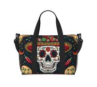Mexican Skull Printed Travel Bag Duffle Bag for Men Women, Large Water Resistant Gym Bag Weekend Holdall Bag with Shoulder Strap
