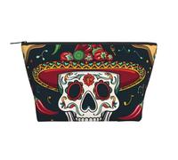 Mexican Skull Printed Travel Makeup Bag Trapeze Cosmetic Bag Makeup Case Toiletry Bag Organiser for Women