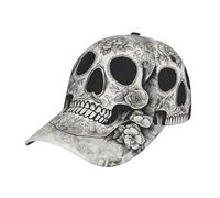 Mexican Skull Printing Baseball Cap Unisex Fashion Twill Design Cap,Summer Adjustable Baseball Hat for Men Women Black