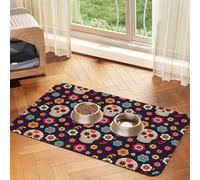 Mexican Skull Printing Feeding Mat For Dogs Cats Pet Absorbent Leather Tablecloth 23.62in*15.75in Cat Dog