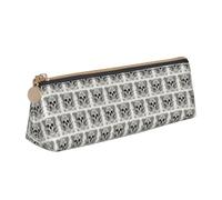 Mexican Skull Printing Triangular Leather Pencil Case with Zipper Pen Pouchfor Boys Girls Pupil for Work and School