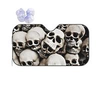 Mexican Skull Printing Windshield Sun Shade for Car. Reflective UV and Heat Shield with Keeps Interior Cool Universal Sedans