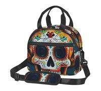 Mexican Skull Prints Lunch Bag Tote Bag for Women Men, Insulated Lunch Cooler Bag Organizer for School Picnic Work Outdoor