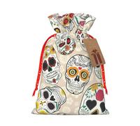 Mexican Skull1 Print Christmas Drawstring Gift Bags Birthday Sacks With For Xmas Wedding Party Favors