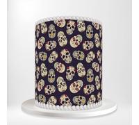 Mexican Skulls Día De Muertos Day Of The Dead Wrap Around Print A4 Edible Paper Cake Topper Icing Sheet Side Ribbon Border Decor for Personalised Themed Decorations