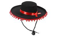 Mexican Sombrero Hat For Adults, Costume With Colorful Pom-Poms, Dress Up Party Hats, Halloween Mexican Hat, Spanish Fiesta Dress Up Accessory For Halloween, Birthday Parties & Holiday Celebrations