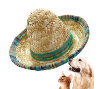 Mexican Sombrero Headband - Mini Woven Hat, Wide Brim Party Costume, Cute Accessory for Children Dogs Pets, Ideal for Outdoor Birthday Halloween Wedding Celebrations
