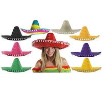 MEXICAN STRAW SOMBRERO HAT MENS OR LADIES IDEAL FANCY DRESS (PURPLE)