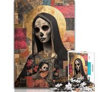 Mexican Style Golden Skull 1000 Piece Jigsaw Puzzles for Adults & Teens,Family Game Stress Reliever Difficult Challenge Artists Collection,Fine Art 38x26cm