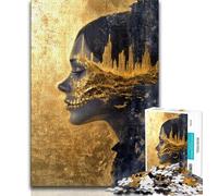 Mexican Style Golden Skull 1000 Pieces Jigsaw Puzzles For Teens And Adults,Challenging Game Gifts for Is Ideal As A Gift for The Whole Family (50x75cm)