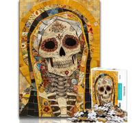 Mexican Style Golden Skull Puzzles for Adults 1000 Pieces,Staycation Kill Time Every Piece Is Unique - Challenging Family Fun Game 50x75cm