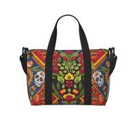 Mexican Style Pattern Print Weekend Holdall 41cm Water Resistant Duffle Cabin Luggage Under Seat Travel Tote for Women