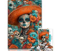 Mexican Style Skull 1000 Piece Jigsaw Puzzles for Teenagers,Toys Educational Games Stress Relieving Wishlist with Santa Claus (75x50cm)
