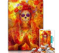 Mexican Style Skull Adult Jigsaw Puzzles 1000 Pieces,Challenging To Complete But Fun And Humorous Unique Home Decor And Gifts (38x26cm)
