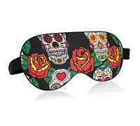 Mexican Sugar Skull Breathable Sleeping Eyes Mask, Cool Feeling Eye Sleep Cover for Summer Rest, Elastic Contoured Blindfold for Women & Men Travel