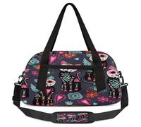 Mexican Sugar Skull Cat Kids Overnight Duffle Bags Boys Girls Teen Sports Gym Bag for Weekender Travel Gymnastics Dance Ballet