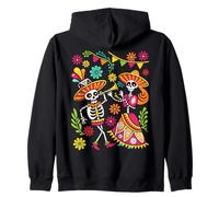 Mexican Sugar Skull Dia de los Muertos calavera women Naive Zip Hoodie