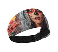 Mexican Sugar Skull Girl Non-Slip sweat headband Elastic hairbands for women's hair for Yoga Athletic Sports tennis Volleyball