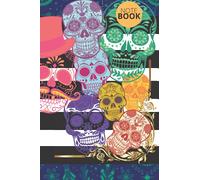 Mexican Sugar Skull Gold Colourful Notepad Notebook 100 White Pages Blank Lined