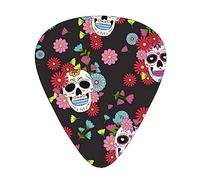 Mexican Sugar Skull Guitar Picks Guitar Plectrums Bass Picks with Organizer Storage Box 12 Pack Includes Thin, Medium & Heavy Gauges