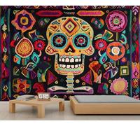 Mexican Sugar Skull Mural Wallpaper, Gothic Skull Wall Mural, Horror Bedroom Wallpaper, Day of The Dead Wall Decor - 150x105cm (Not Peel n' Stick)