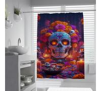 Mexican Sugar Skull Shower Curtain Day of The Dead Bath Curtain 200x220cm
