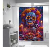 Mexican Sugar Skull Shower Curtain Day of The Dead Bath Curtain 200x220cm