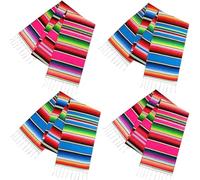 Mexican Table Runner 4Pack 14 x 110 Inches Large Mexican Theme Party Decoration for Cinco de Mayo Fiesta Party Serape Table Runner Red and Blue