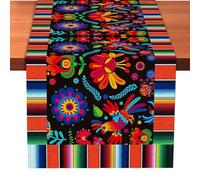 Mexican Table Runner 72 x 13 Inch - Fiesta Serape Floral Bird Table Decor for Cinco de Mayo, Southwestern Boho Dining Table Cloth for Kitchen Parties and Mexican Themed Events