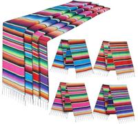 Mexican Table Runner 8Pack 14 x 110 Inches Large Mexican Theme Party Decoration for Cinco de Mayo Fiesta Party Serape Table Runner (8 Pcs)