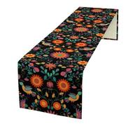 Mexican Table Runner,Retro Boho Mexico Floral Birds Table Runner for Holiday Kitchen Living Room Home Party Decor 13x70 Inch