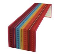 Mexican Table Runner,Retro Colorful Stripes Mexico Day of The Dead Table Runner for Holiday Kitchen Living Room Home Party Decor 13x36 Inch