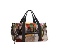 Mexican Taco Stand Sports Duffel Bag with Shoe Compartment-Lightweight Gym Weekender for Men Women, Waterproof Travel Tote with Wet Pocket