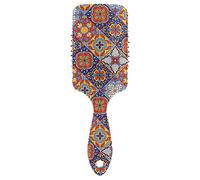Mexican Talavera Ceramic Tile Ethnic Folk Art Colorful Paddle Brush Hair Brush, Plastic Soft Nylon Pins Air cushion comb, Detangle Anti-Static Dry Wet Hair Hairbrush for Smoothing Women Men Hair
