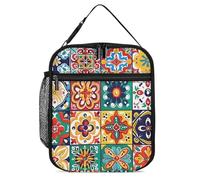 Mexican Talavera Italian Pottery Lunch Box for Men Women Insulated Lunch Bags Portable Cooler Tote for Work Picnic