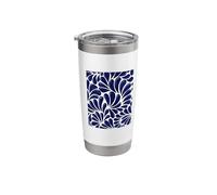 Mexican Talavera Puebla Pattern Traditional Blue Motif Stainless Steel Insulated Tumbler