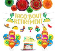 Mexican Theme Retirement Party Decorations Taco Bout Retirement Banner Garland Cake Topper Hanging Paper Fans Taco Cactus Retired Party Decor Sombrero Pepper Maraca Donkey Cinco De Mayo Party Supplies