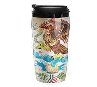 Mexican Thunderbolt Flag Portable Coffee Cups Insulated Mug Water Tumbler with Lid Sealed for Hot Cold Drinks 250ml