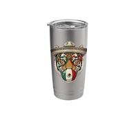 Mexican Tiger Poncho Cinco De Mayo Fiesta Sombrero Meme Stainless Steel Insulated Tumbler