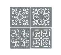 Mexican Tile Stencil Set - Pack of Four 4x4 Tile Stencil Designs for Painting - Wall or Floor Tile Stencil Designs - for Making Mosaic Tile Stencil Patterns