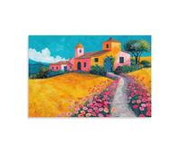 Mexican Wall Art, Printable Mexican Village Church Painting, Traditional Mexican Landscape Poster 20x30inch(50x75cm)