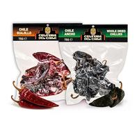 Mexican Whole Dried Chilli Bundle. Guajillo 75g and Ancho 75g (150g Total) - All Natural, Mild to Medium Heat for Authentic Mexican Taste. Great for Birria Tacos, Mole, Tamales and Salsa