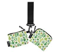 Mexican Women Wallet with Various Western Cactus Plants, Card Holder and Banknotes, Flat Narrow with Wrist Strap for Women Girls Set of 2, Multicoloured, Multicoloured., 4.13"(L) x, Multicoloured.,